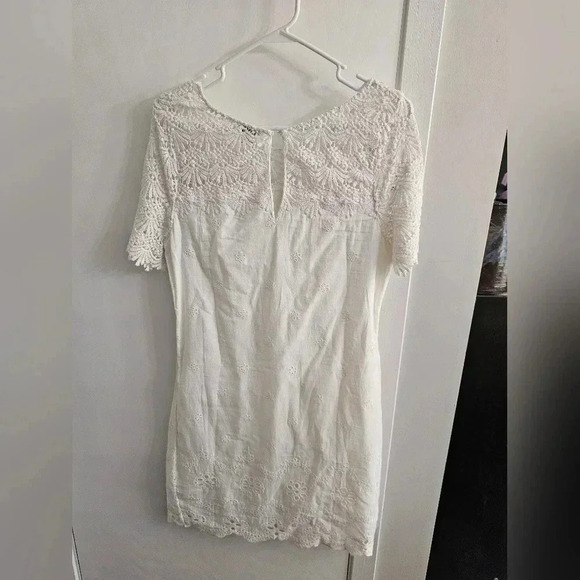 SUNDANCE Imperial Eyelet Dress White Lace Shift Dress 100% Cotton‎ Size Medium P - Picture 6 of 8